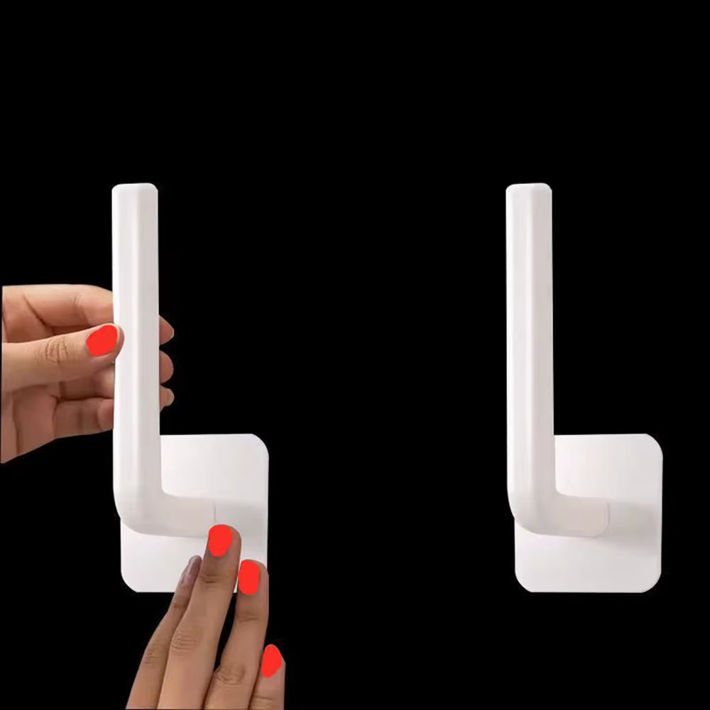 2Pcs No Hole Multifunctional Hooks Lazy Rag Hangers Kitchen Wall Mounted Paper Towel Organiser