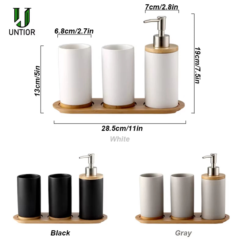 3PCS Ceramic Bathroom Accessories Set Fashion Soap Dispenser Toothbrush Holder Tumbler Ceramic Household Bathroom Product