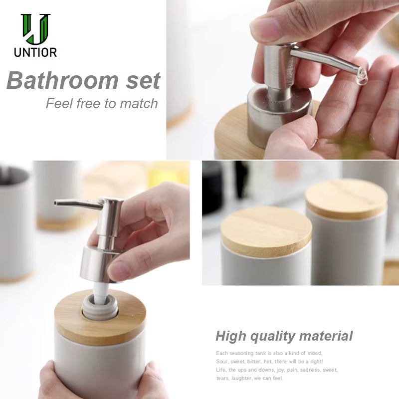3PCS Ceramic Bathroom Accessories Set Fashion Soap Dispenser Toothbrush Holder Tumbler Ceramic Household Bathroom Product