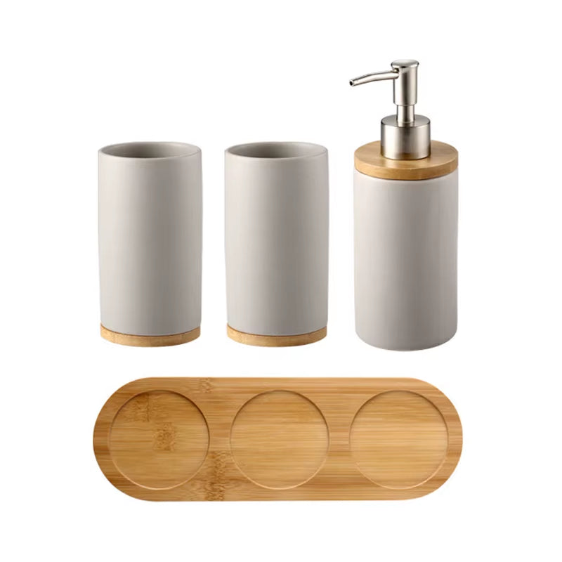 3PCS Ceramic Bathroom Accessories Set Fashion Soap Dispenser Toothbrush Holder Tumbler Ceramic Household Bathroom Product