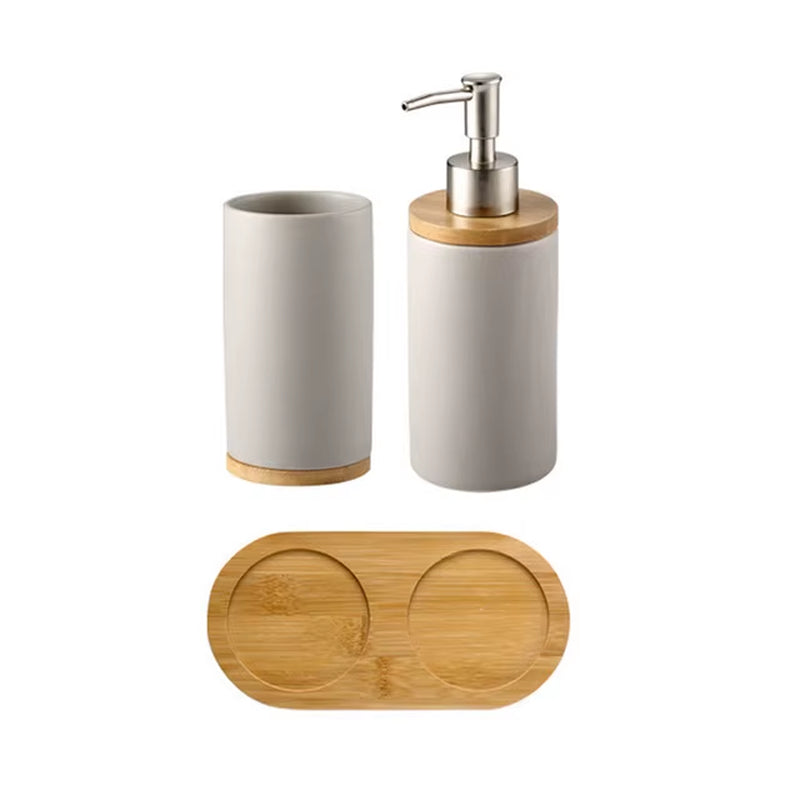 3PCS Ceramic Bathroom Accessories Set Fashion Soap Dispenser Toothbrush Holder Tumbler Ceramic Household Bathroom Product