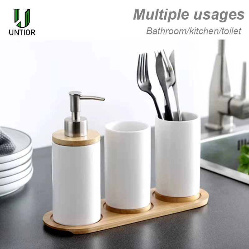 3PCS Ceramic Bathroom Accessories Set Fashion Soap Dispenser Toothbrush Holder Tumbler Ceramic Household Bathroom Product
