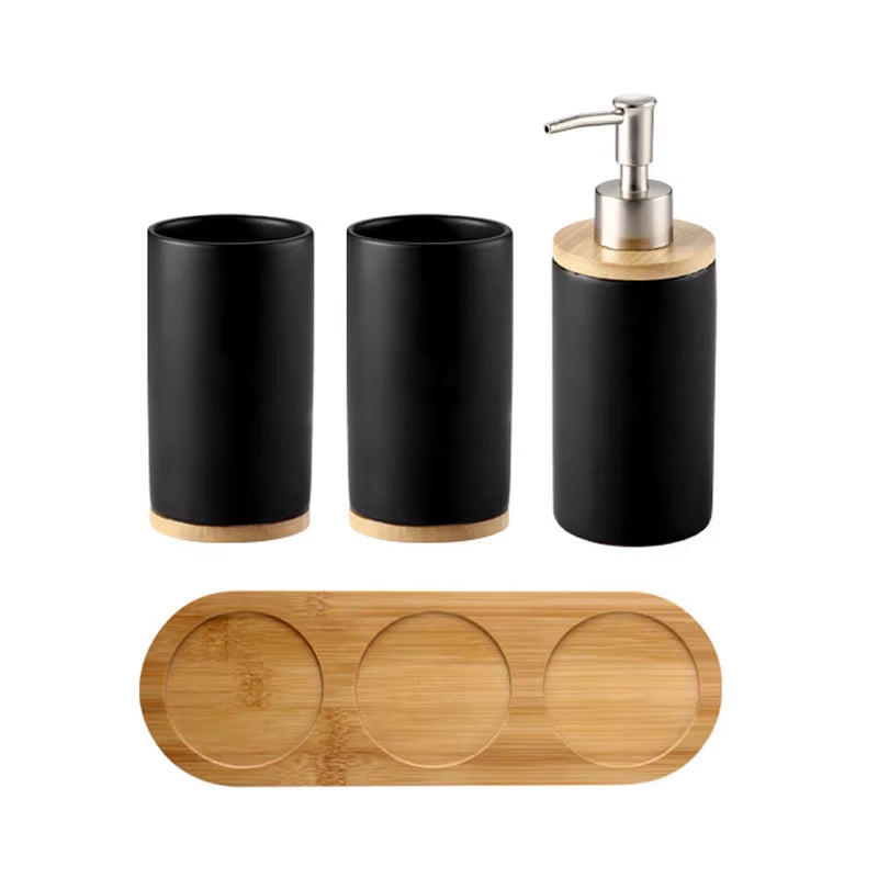 3PCS Ceramic Bathroom Accessories Set Fashion Soap Dispenser Toothbrush Holder Tumbler Ceramic Household Bathroom Product