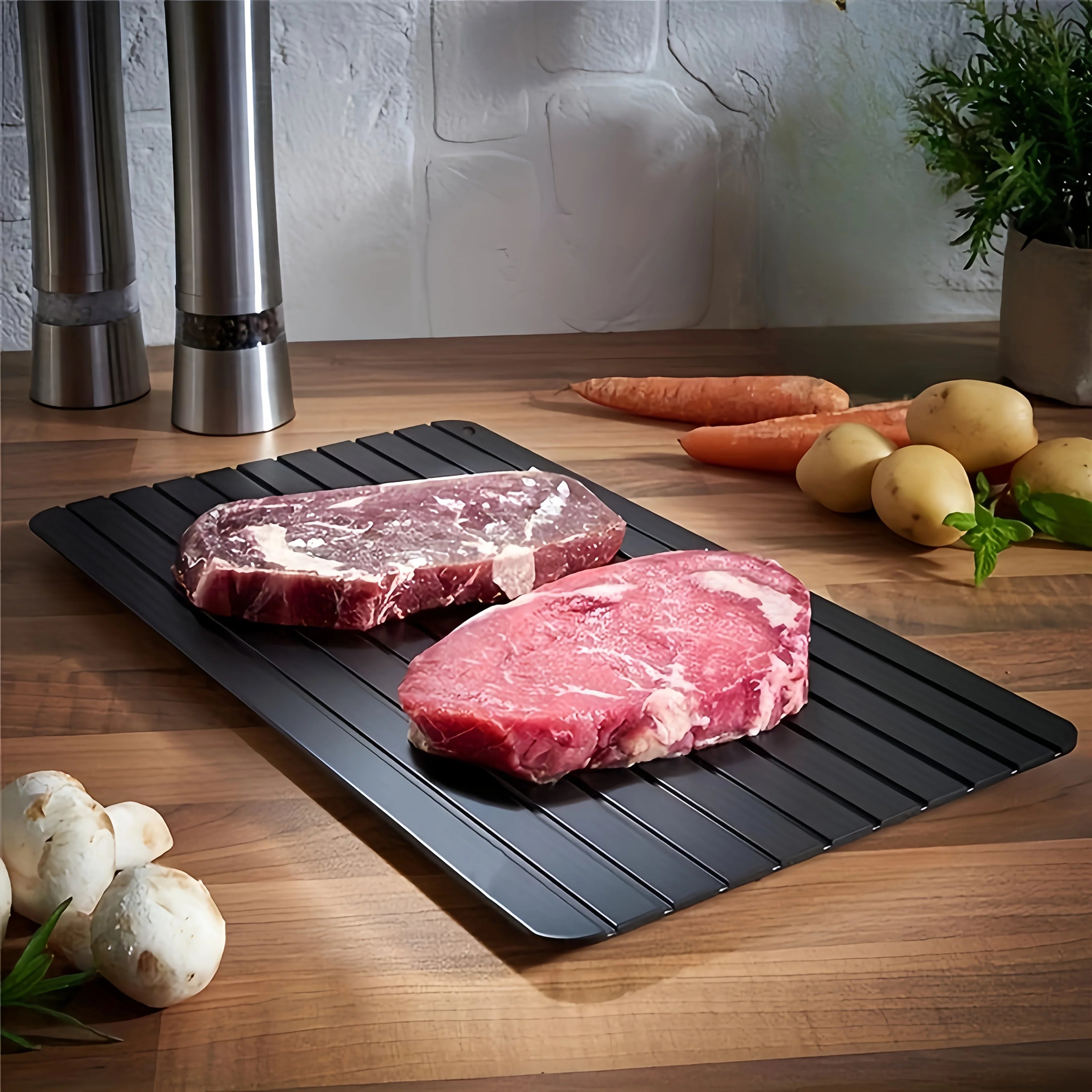 Fast Defrosting Tray for Frozen Meat Large Size Thawing Plate with Groove Design Defrost Food Rapid Safer Kitchen Gadgets Tools
