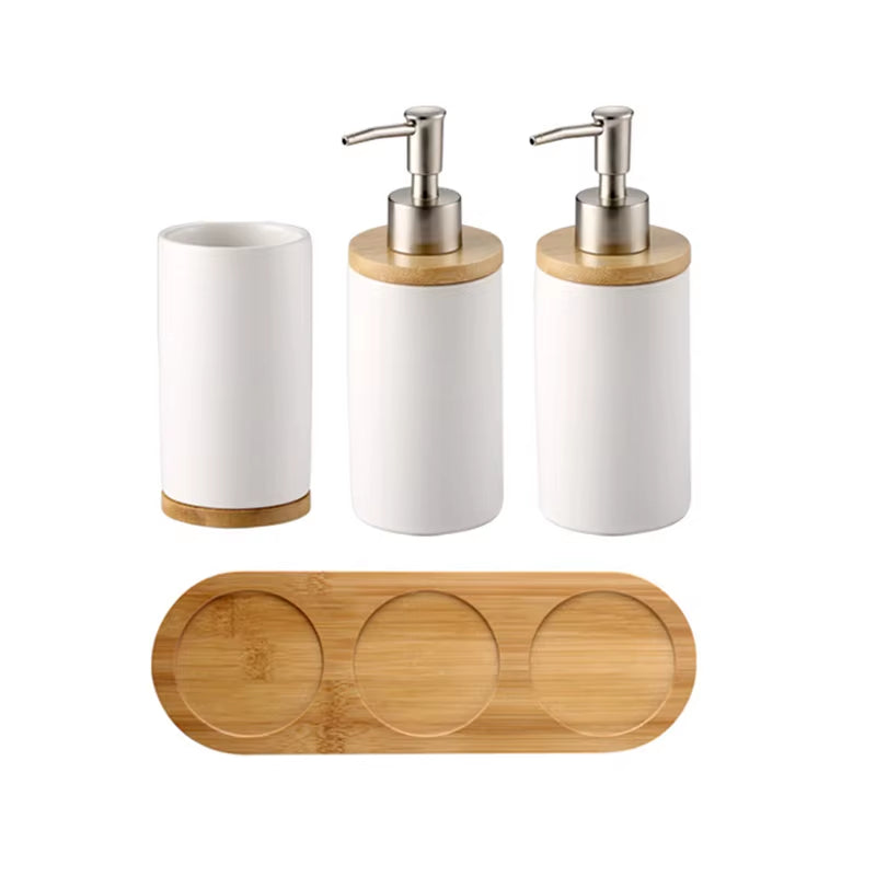 3PCS Ceramic Bathroom Accessories Set Fashion Soap Dispenser Toothbrush Holder Tumbler Ceramic Household Bathroom Product