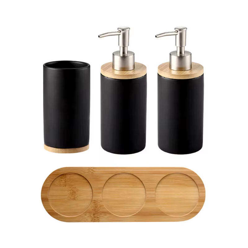 3PCS Ceramic Bathroom Accessories Set Fashion Soap Dispenser Toothbrush Holder Tumbler Ceramic Household Bathroom Product