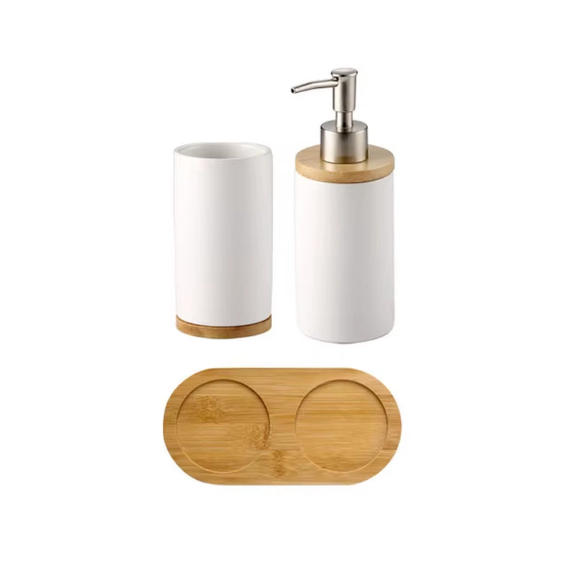 3PCS Ceramic Bathroom Accessories Set Fashion Soap Dispenser Toothbrush Holder Tumbler Ceramic Household Bathroom Product