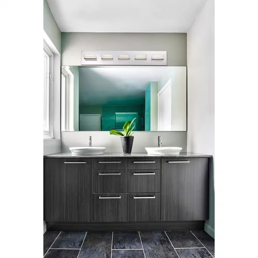 Olson Collection 5-Light Chrome LED Bathroom Vanity Light Fixture