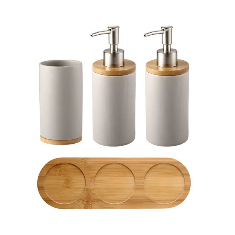 3PCS Ceramic Bathroom Accessories Set Fashion Soap Dispenser Toothbrush Holder Tumbler Ceramic Household Bathroom Product